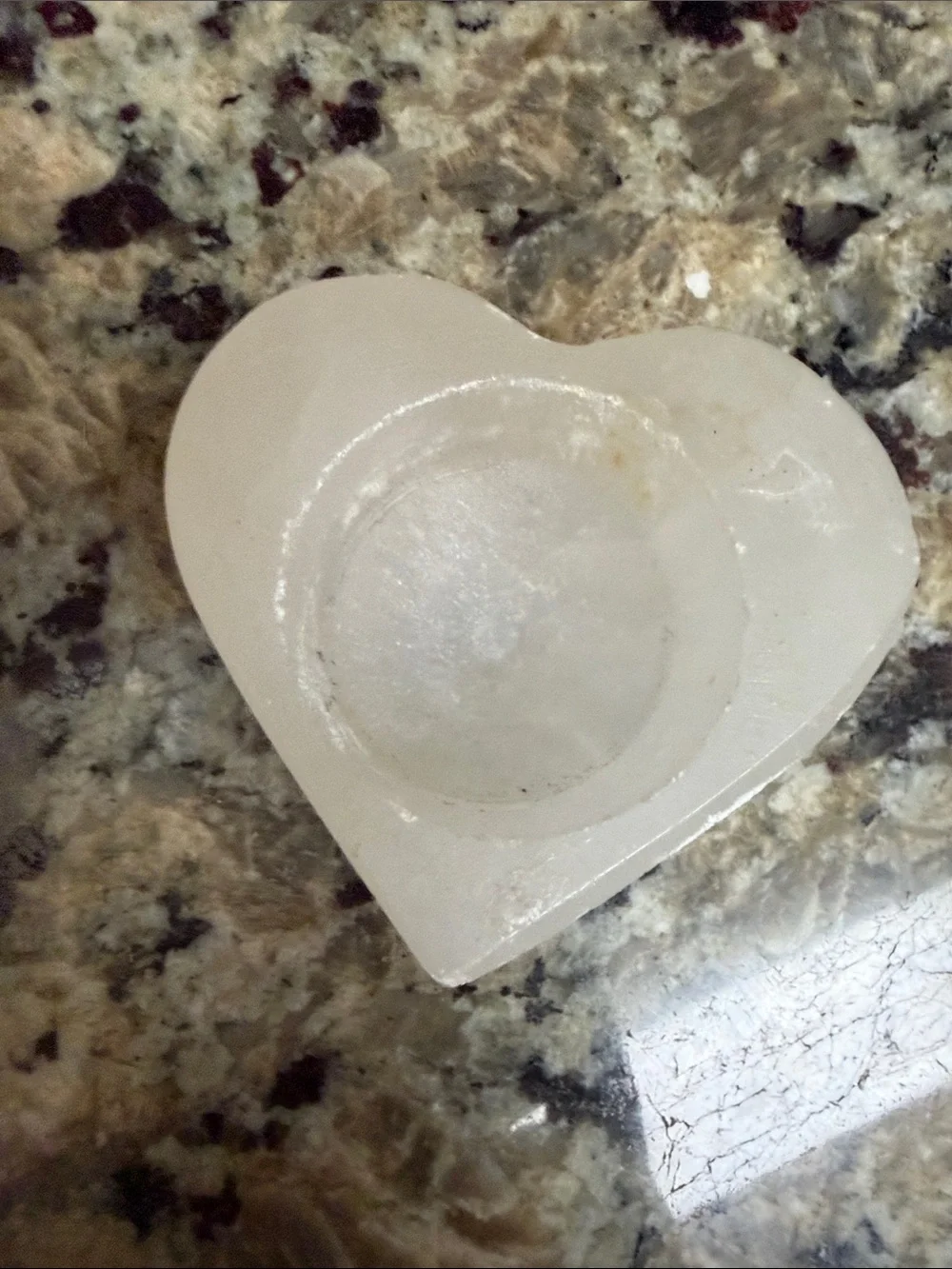 Heart Shaped White Selenite Tea Light Candle Holder